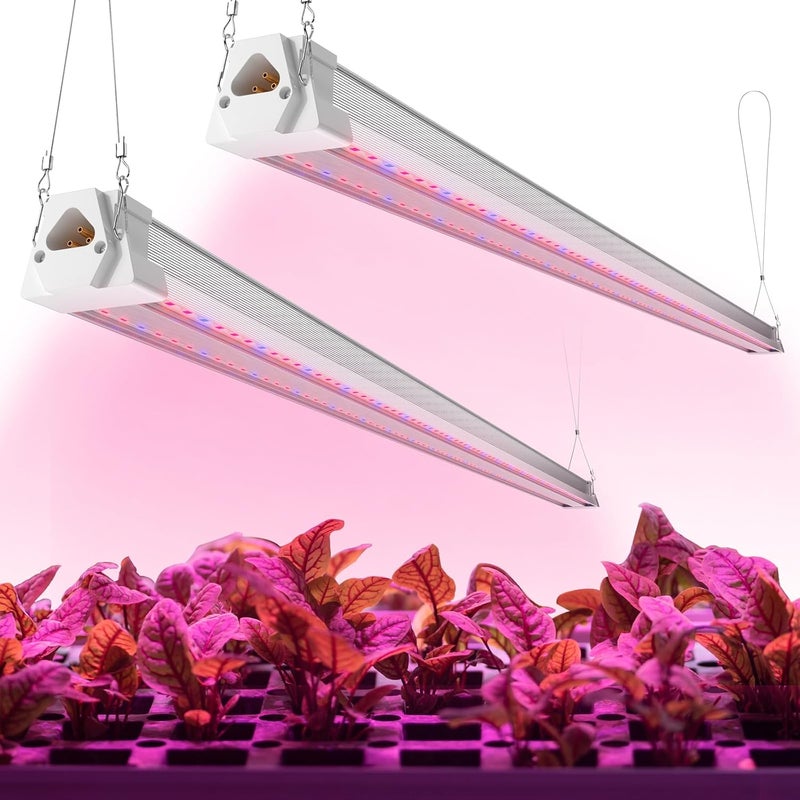 FREELICHT 2 Pack 4FT LED Grow Light, 40W (250W Equivalent), Red Blue (660nm+460nm) Full Spectrum Grow Light for Indoor Plants, Linkable Plug in Plant Growing Lamps for Hydroponic Seeding Veg Flower - Image 1